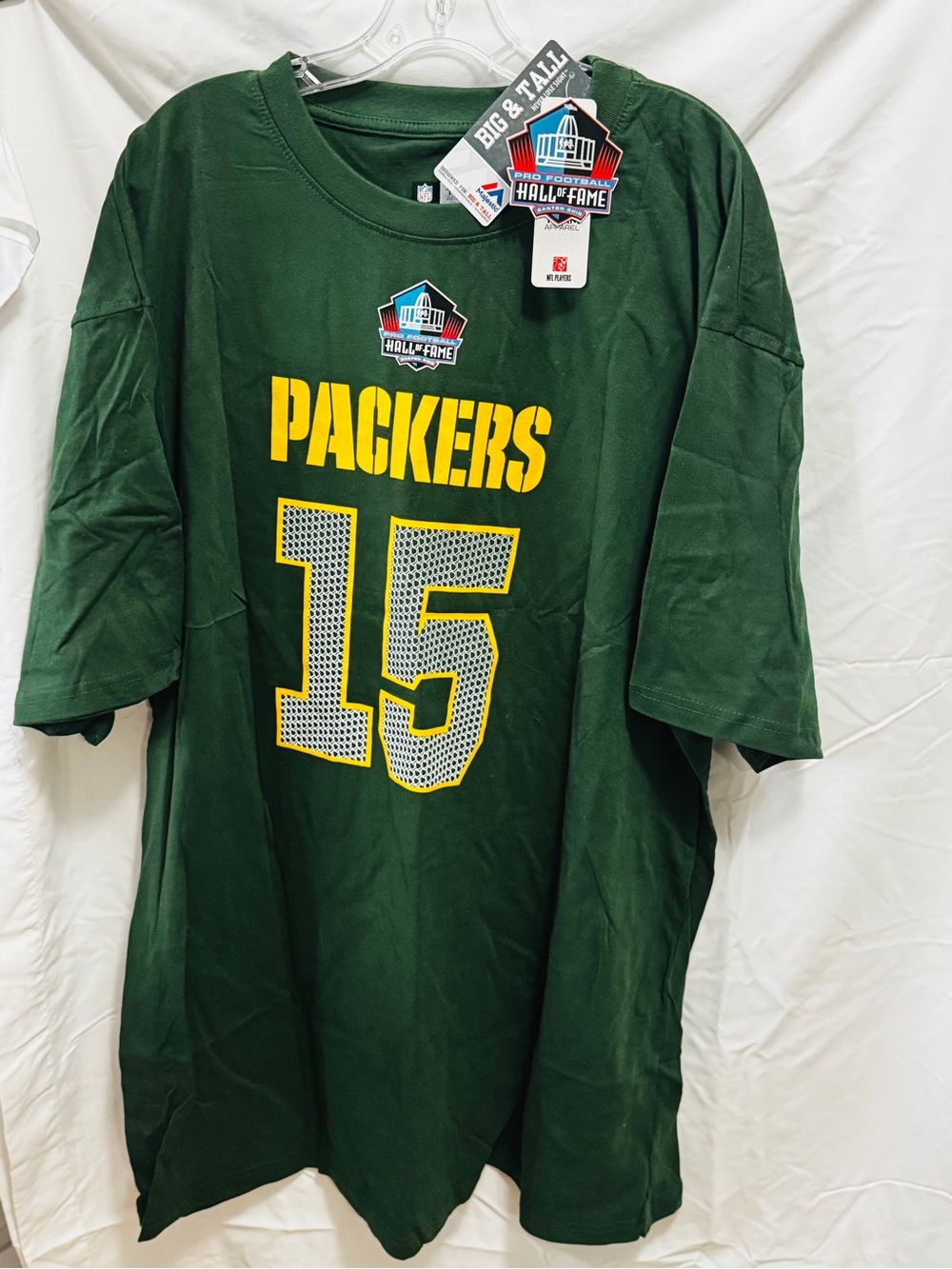 NFL Green Packers #15 Starr Football Tee Canton Ohio Hall of Fame 2XL Tall XXL